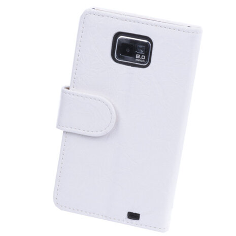 Bestcases Vintage Creme Book Cover Hoesje voor Samsung Galaxy S2 Plus