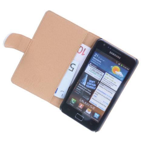 Bestcases Vintage Creme Book Cover Hoesje voor Samsung Galaxy S2 Plus