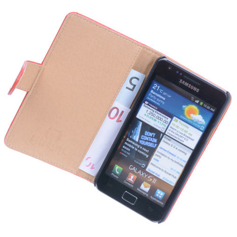 Bestcases Vintage Oranje Book Cover Hoesje voor Samsung Galaxy S2 Plus