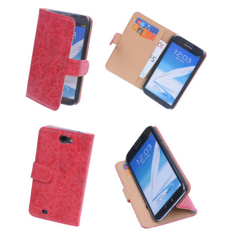 Bestcases Vintage Rood Book Cover Samsung Galaxy Note 2