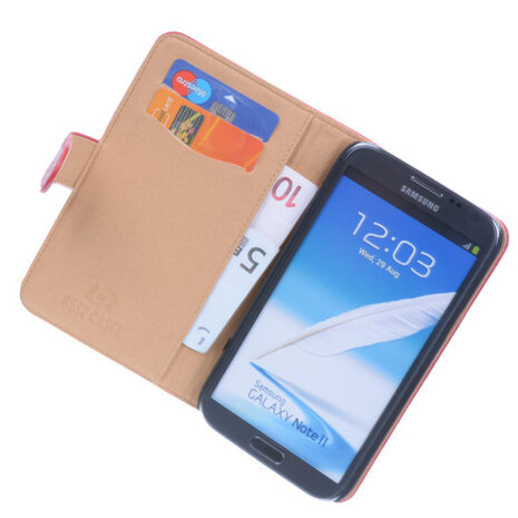 Bestcases Vintage Rood Book Cover Hoesje voor Samsung Galaxy Note 2