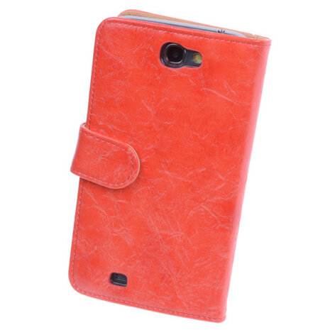 Bestcases Vintage Oranje Book Cover Hoesje voor Samsung Galaxy Note 2