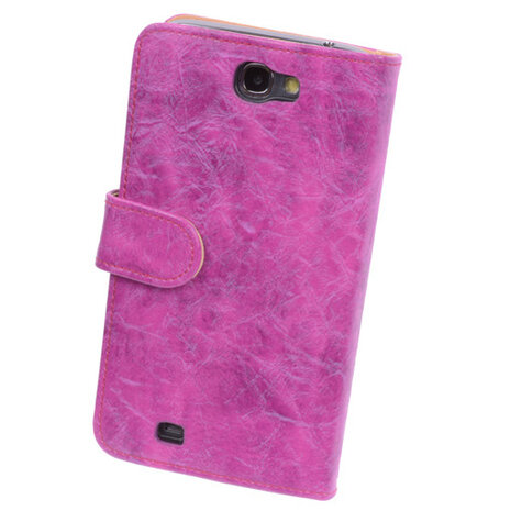 Bestcases Vintage Pink Book Cover Hoesje voor Samsung Galaxy Note 2