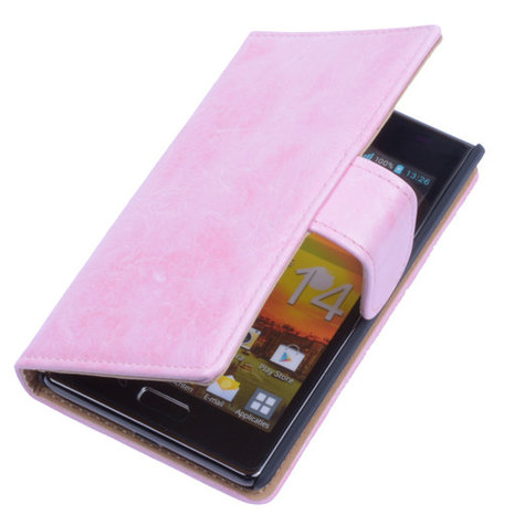 Bestcases Vintage LightPink Book Cover Hoesje voor LG Optimus L7 P700