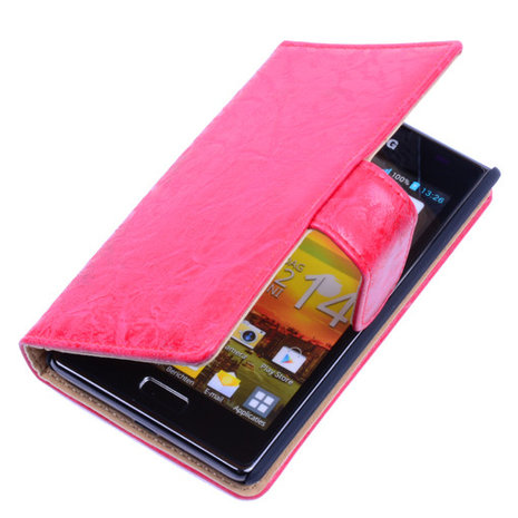 Bestcases Vintage Rood Book Cover Hoesje voor LG Optimus L7 P700