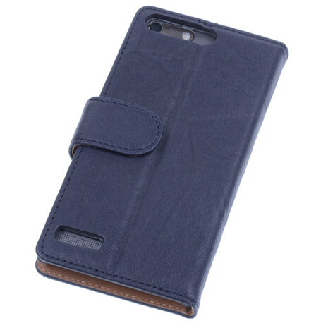 BestCases Navy Blue Luxe Echt Lederen Booktype Hoesje voor Huawei Ascend G6