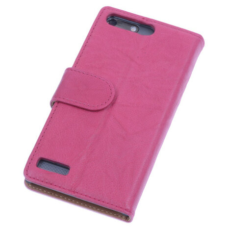 BestCases Fuchsia Luxe Echt Lederen Booktype Hoesje voor Huawei Ascend G6