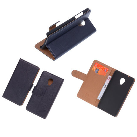 BestCases Navy Blue Luxe Echt Lederen Booktype Hoesje HTC Desire 700