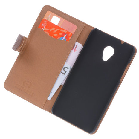 BestCases Bruin Luxe Echt Lederen Booktype Hoesje voor HTC Desire 700