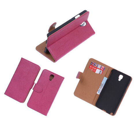 BestCases Fuchsia Echt Leer Booktype Samsung Galaxy Note 3 Neo 