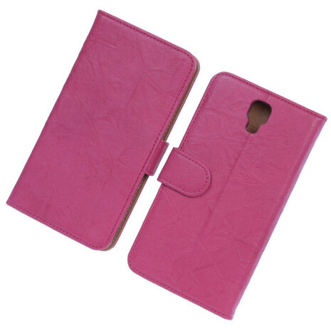 BestCases Fuchsia Echt Leer Booktype Hoesje voor Samsung Galaxy Note 3 Neo