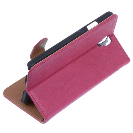 BestCases Fuchsia Echt Leer Booktype Hoesje voor Samsung Galaxy Note 3 Neo