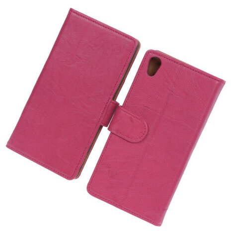 BestCases Fuchsia Luxe Echt Lederen Booktype Hoesje voor Sony Xperia Z2