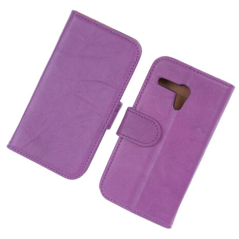 BestCases Lila Luxe Echt Lederen Booktype Hoesje voor Motorola Moto G X1032