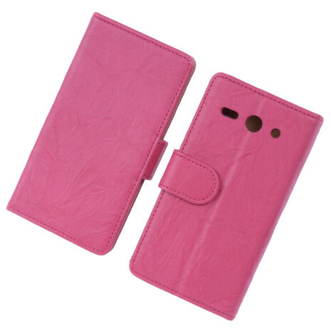 BestCases Fuchsia Luxe Echt Lederen Booktype Hoesje voor Huawei Ascend Y530