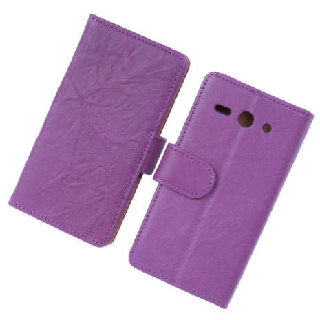 BestCases Lila Luxe Echt Lederen Booktype Hoesje voor Huawei Ascend Y530