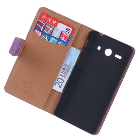 BestCases Lila Luxe Echt Lederen Booktype Hoesje voor Huawei Ascend Y530