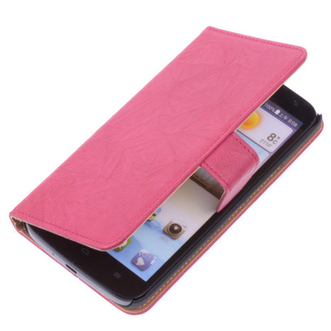 BestCases Fuchsia Echt Lederen Booktype Hoesje voor Huawei Honor 3X G750