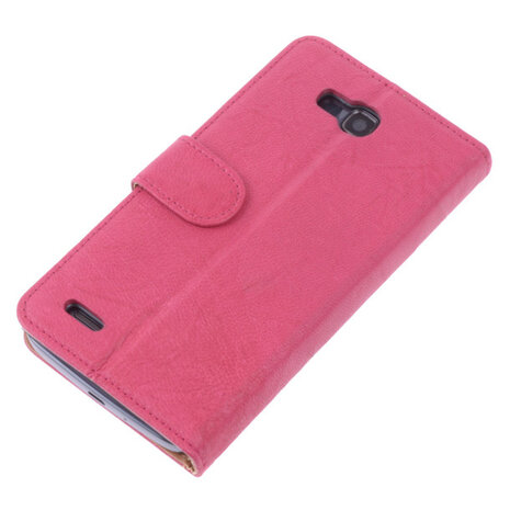 BestCases Fuchsia Echt Lederen Booktype Hoesje voor Huawei Honor 3X G750