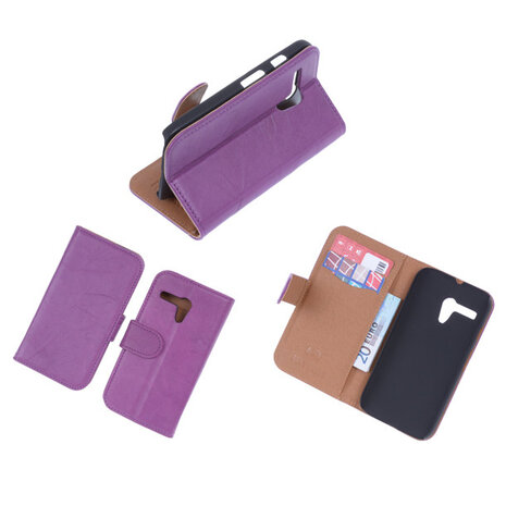BestCases Lila Luxe Echt Lederen Booktype Hoesje Motorola Moto G