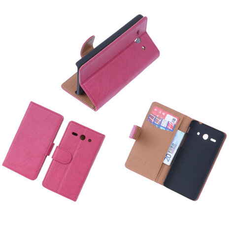 BestCases Fuchsia Luxe Echt Lederen Booktype Hoesje Huawei Ascend Y530