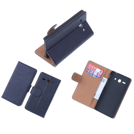 BestCases Navy Blue Luxe Echt Lederen Booktype Hoesje Huawei Ascend Y530