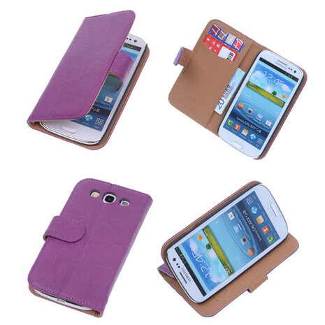 BestCases Lila Echt Leer Booktype Samsung Galaxy S3 i9300