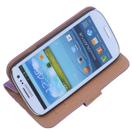 BestCases Lila Echt Leer Booktype Hoesje voor Samsung Galaxy S3 i9300