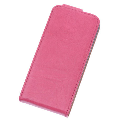 BestCases Fuchsia Kreukelleer Flipcase Hoesje voor Apple iPhone 5C