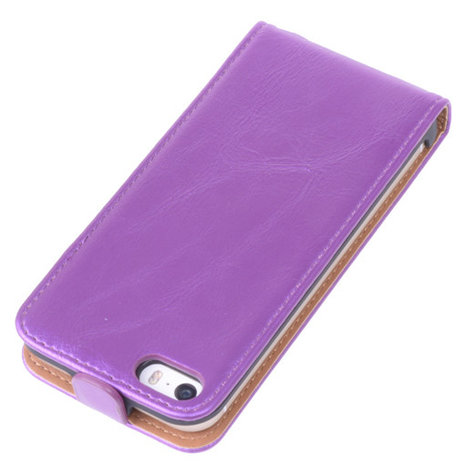 Bestcases Paars Antiek Flip Case Hoesje voor Apple iPhone 5 5S