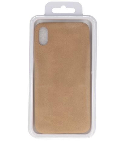 Leder Design Back cover voor iPhone Xs Max Beige