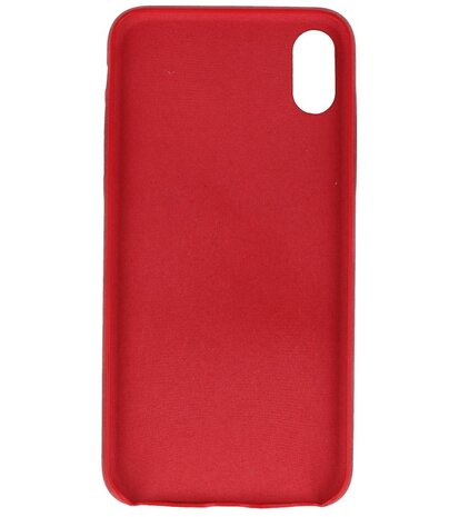 Leder Design Back cover voor iPhone Xs Max Rood