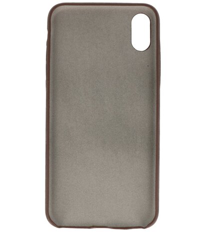 Leder Design Back cover voor iPhone Xs Max Donker Bruin