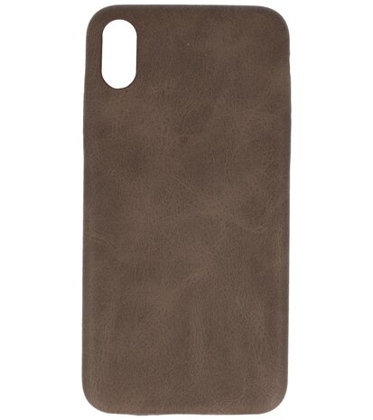 Leder Design Back cover voor iPhone Xs Max Donker Bruin