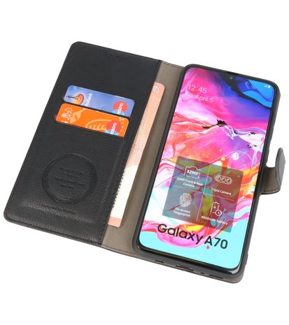 Luxe Portemonnee Hoesje voor Samsung Galaxy A70 Zwart