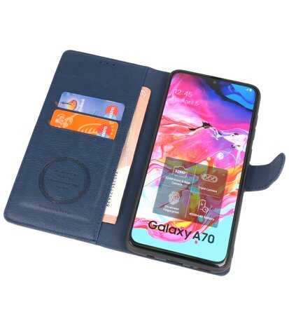 Luxe Portemonnee Hoesje voor Samsung Galaxy A70 Navy