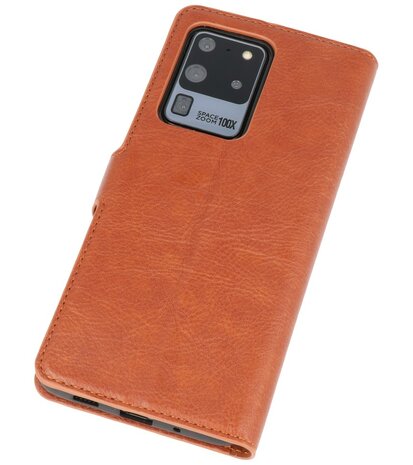 Luxe Portemonnee Hoesje voor Samsung Galaxy S20 Ultra Bruin