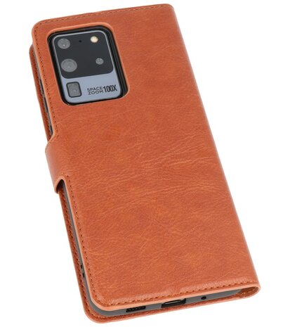 Luxe Portemonnee Hoesje voor Samsung Galaxy S20 Ultra Bruin