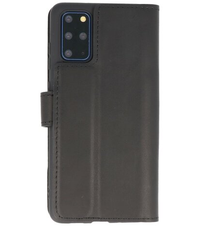 Bestcases Handmade Leer Bookstyle Hoesje voor Samsung Galaxy S20 Plus Zwart