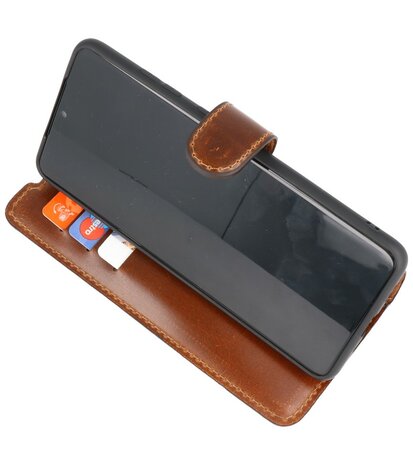 Bestcases Handmade Leer Bookstyle Hoesje voor Samsung Galaxy S20 Ultra Bruin