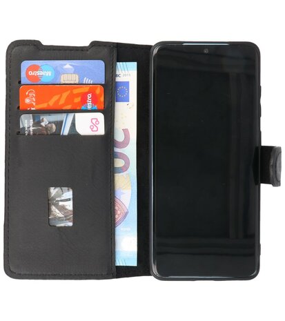 Bestcases 2 in 1 Handmade Leer Bookstyle Hoesje voor Samsung Galaxy S20 - Zwart