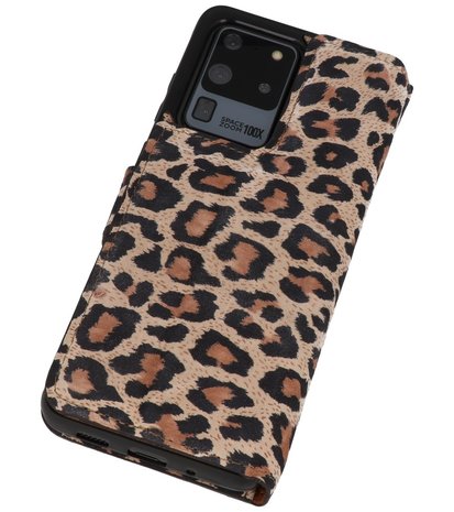 Bestcases Luipaard 2 in 1 Leer Bookstyle Hoesje voor Samsung Galaxy S20 Ultra