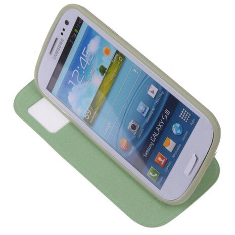 View Cover Groen Samsung Galaxy S3 Stand Case TPU Book-style