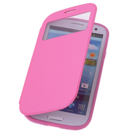 View Cover Pink Samsung Galaxy S3 Stand Case TPU Book-style