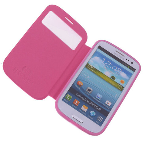 View Cover Pink Samsung Galaxy S3 Stand Case TPU Book-style