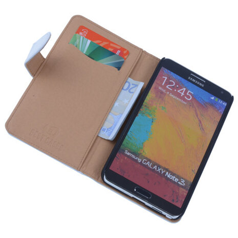 PU Leder Wit Hoesje Samsung Galaxy Note 3 Book/Wallet Case/Cover 