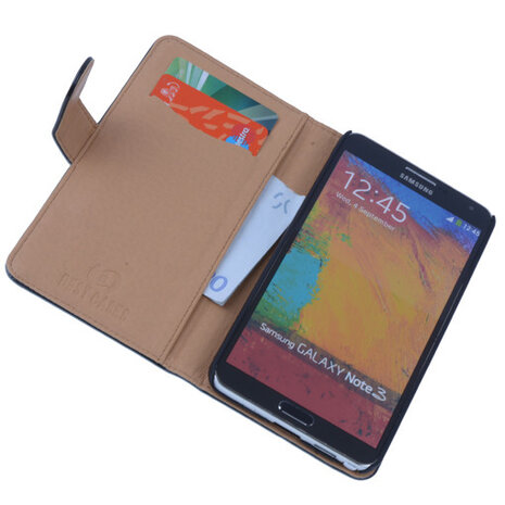 PU Leder Zwart Hoesje Samsung Galaxy Note 3 Book/Wallet Case/Cover 