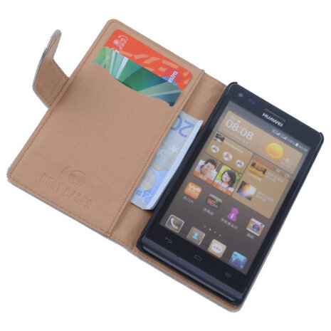 PU Leder Hoesje Huawei Ascend G6 Book/Wallet Case/Cover Goud 