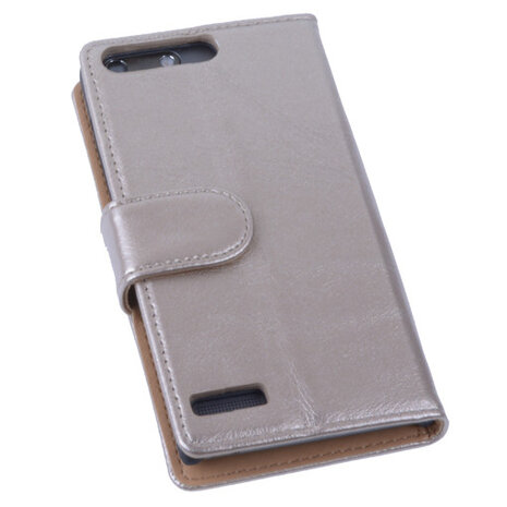 PU Leder Hoesje Huawei Ascend G6 Book/Wallet Case/Cover Goud 