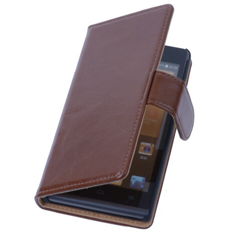 PU Leder Hoesje Huawei Ascend G6 Book/Wallet Case/Cover Bruin